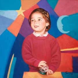 Retrato niña al óleo (70x70cm)